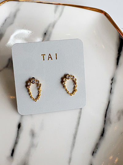 Dangle Chain Stud Earrings {Gold}