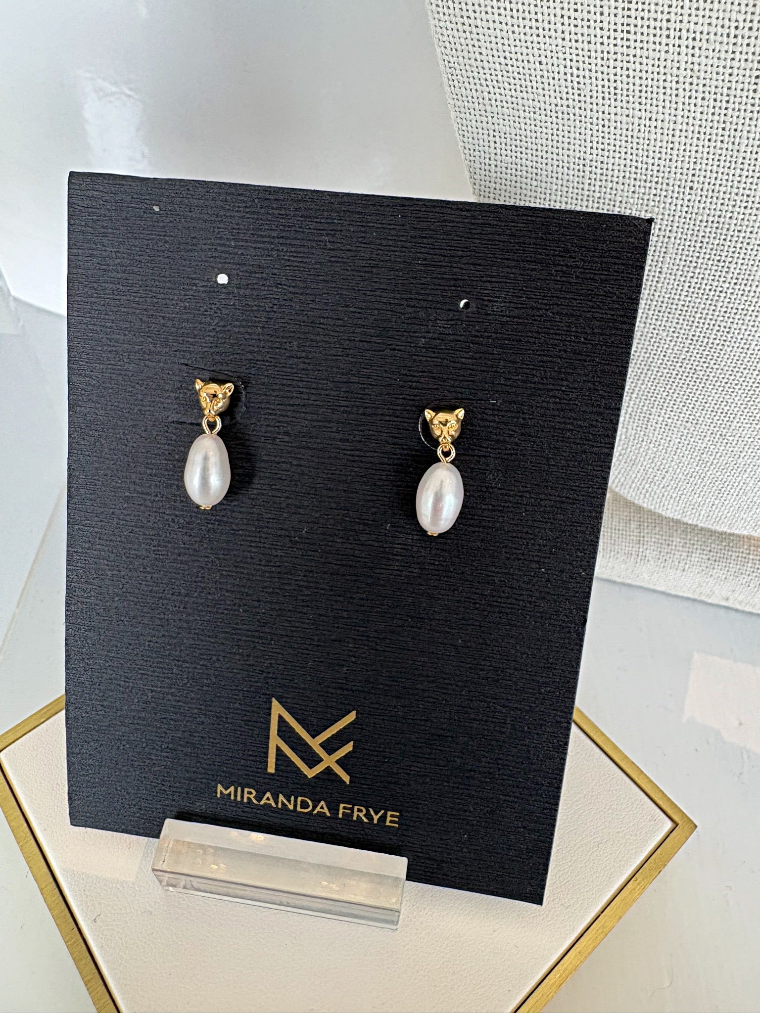 Panther Pearl Earrings {Gold}