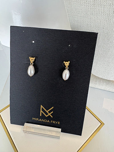 Panther Pearl Earrings {Gold}