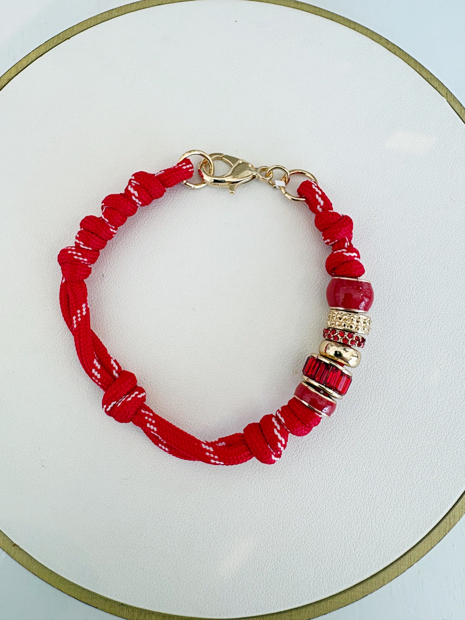 Lottie Multi Bead Paracord Bracelet {Red}