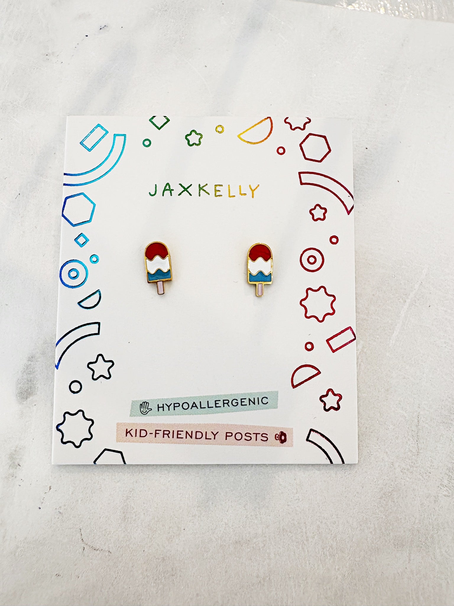 Popsicle Enamel Flatback Earrings {Gold}