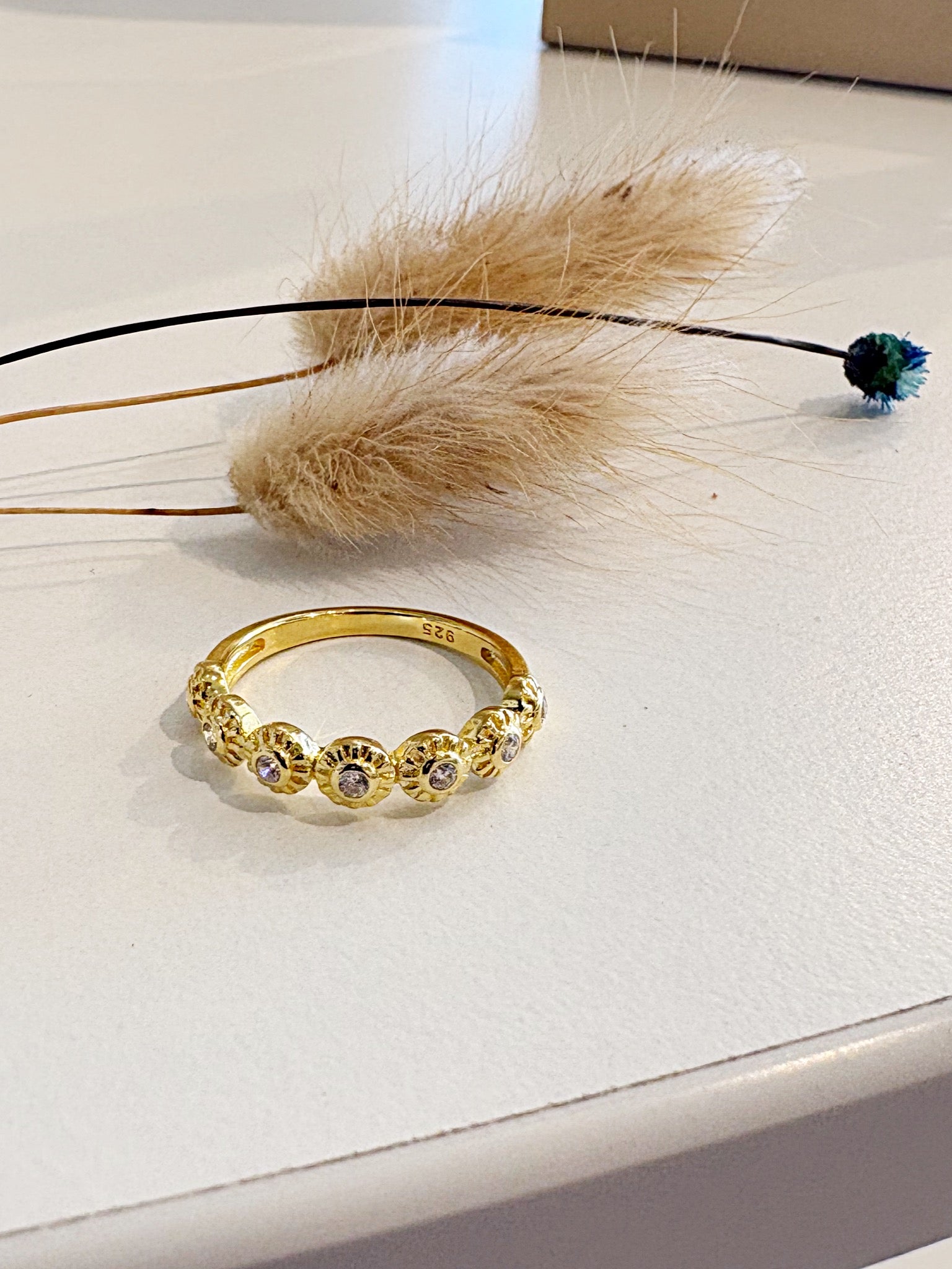Sunburst Sparkle Stacking Ring {Gold}