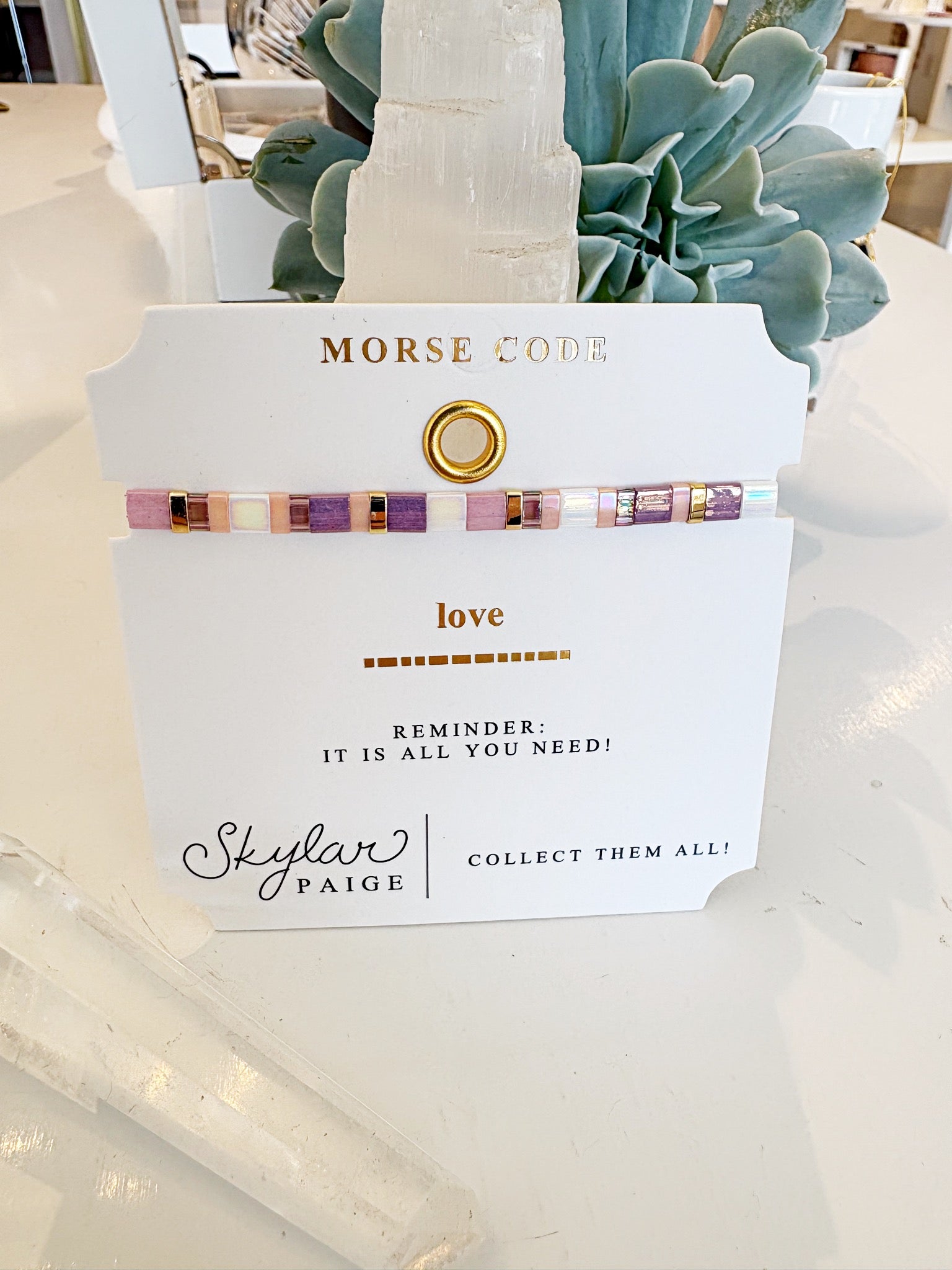 LOVE Morse Code Bracelet {Pink/Peach/Cream}