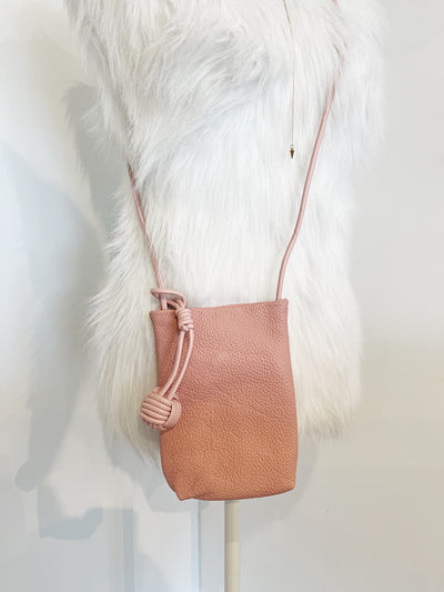 Ribbon Ball Leather Crossbody {Bubble Gum}