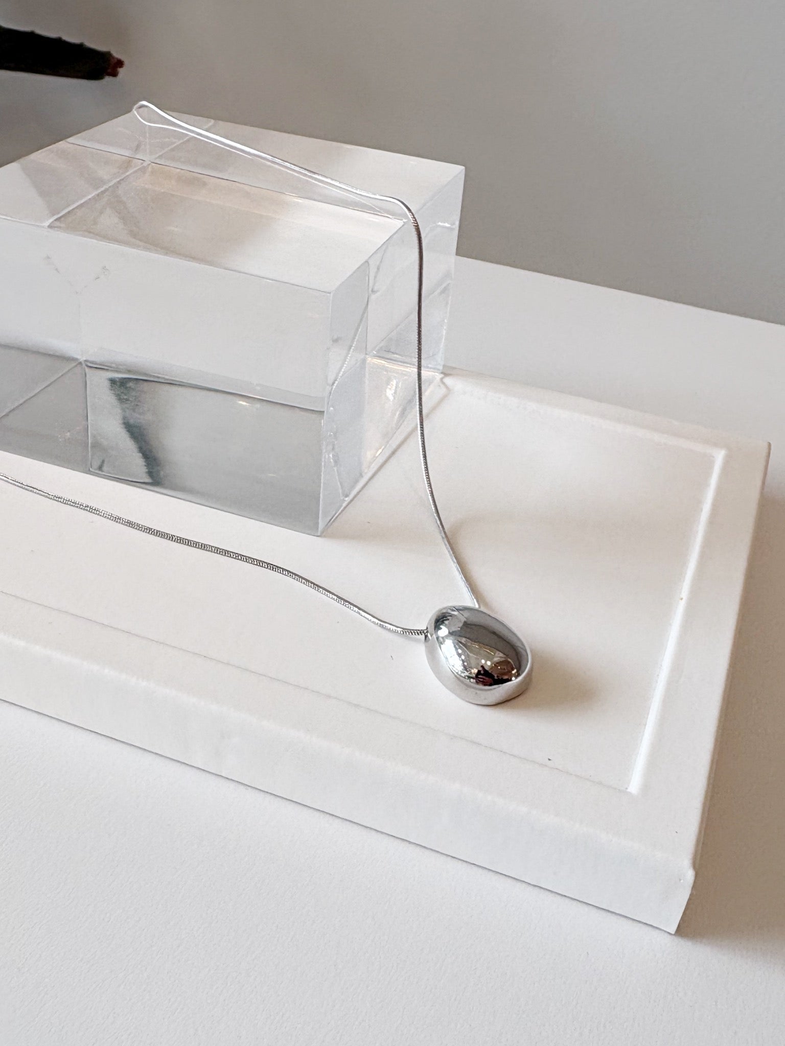Chunky Teardrop Necklace {Silver}
