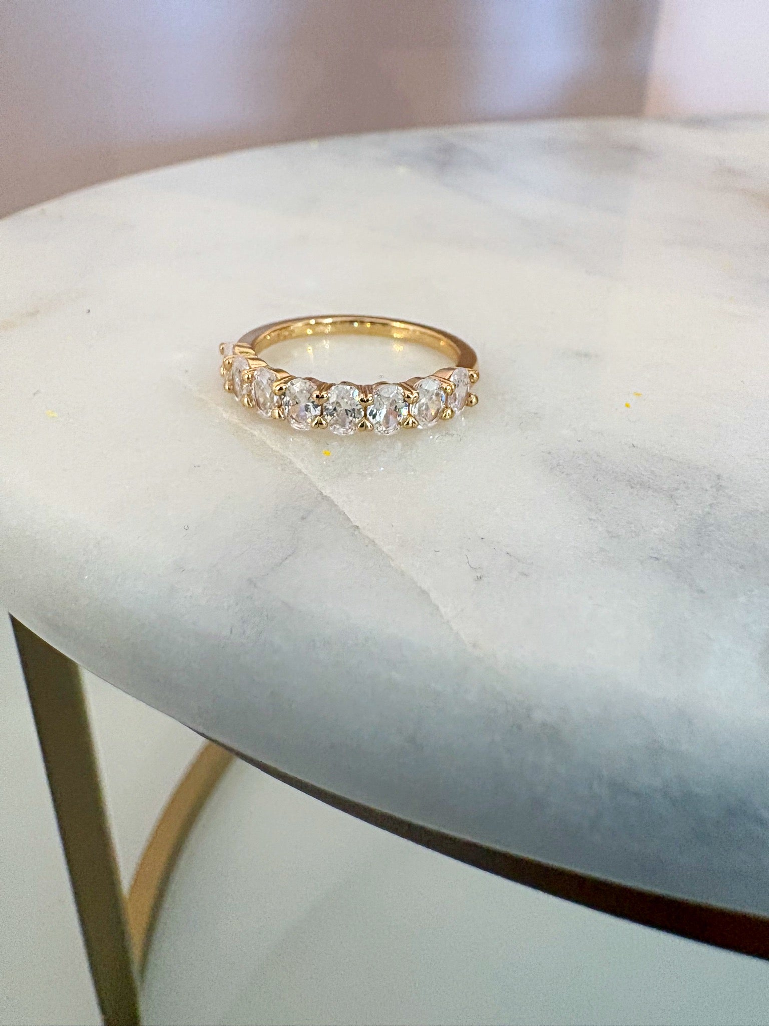 Oval Crystal Stacking Ring {Gold}
