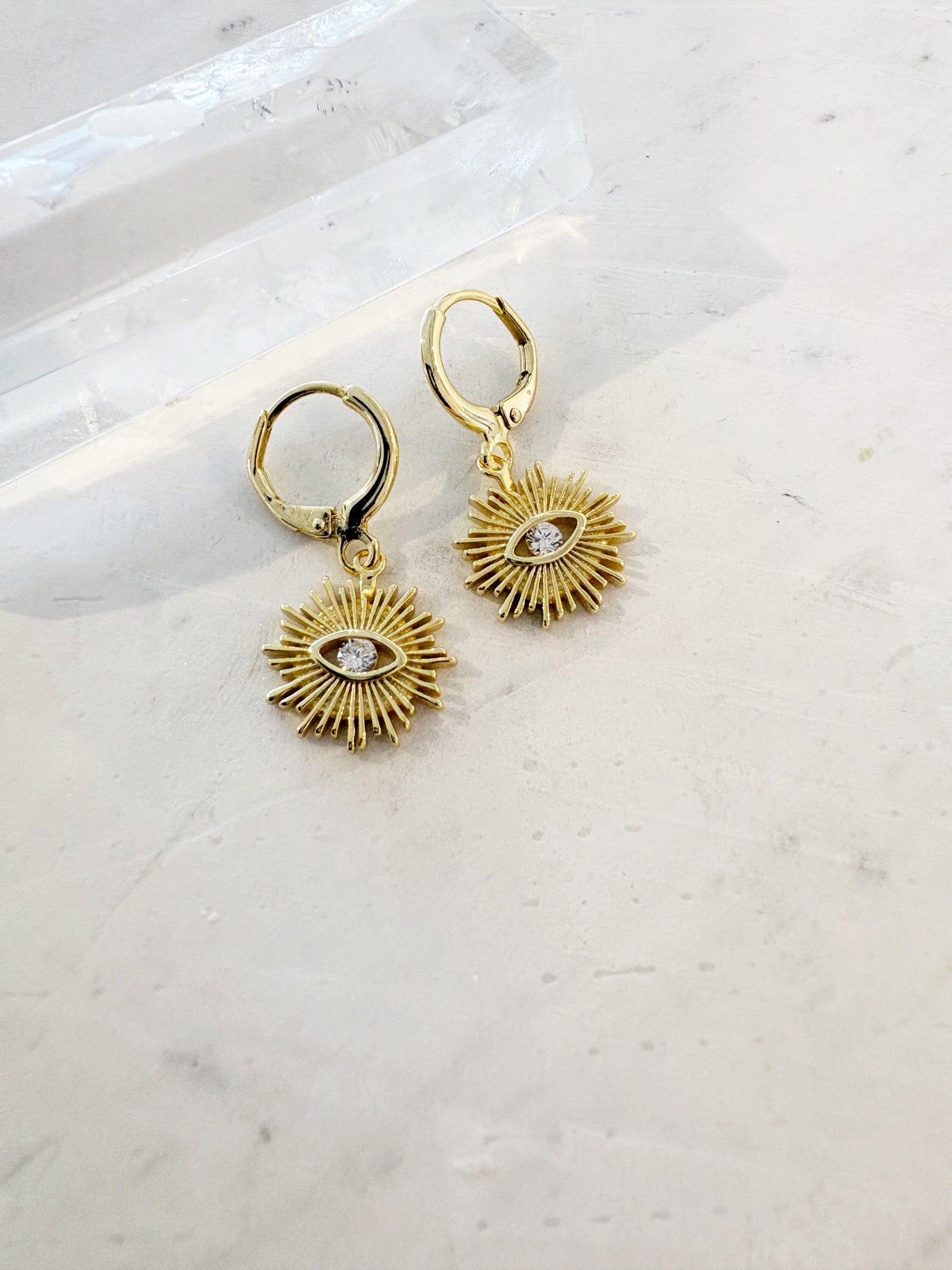 Golden Eye Huggie Earrings {Gold}