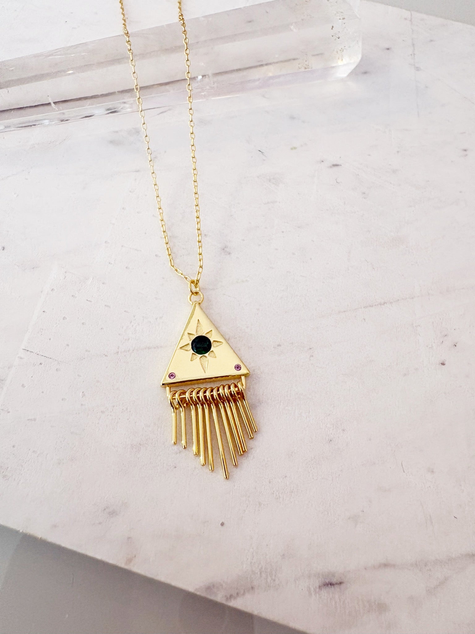 Etruscan Fringe Pendant Necklace {Gold}