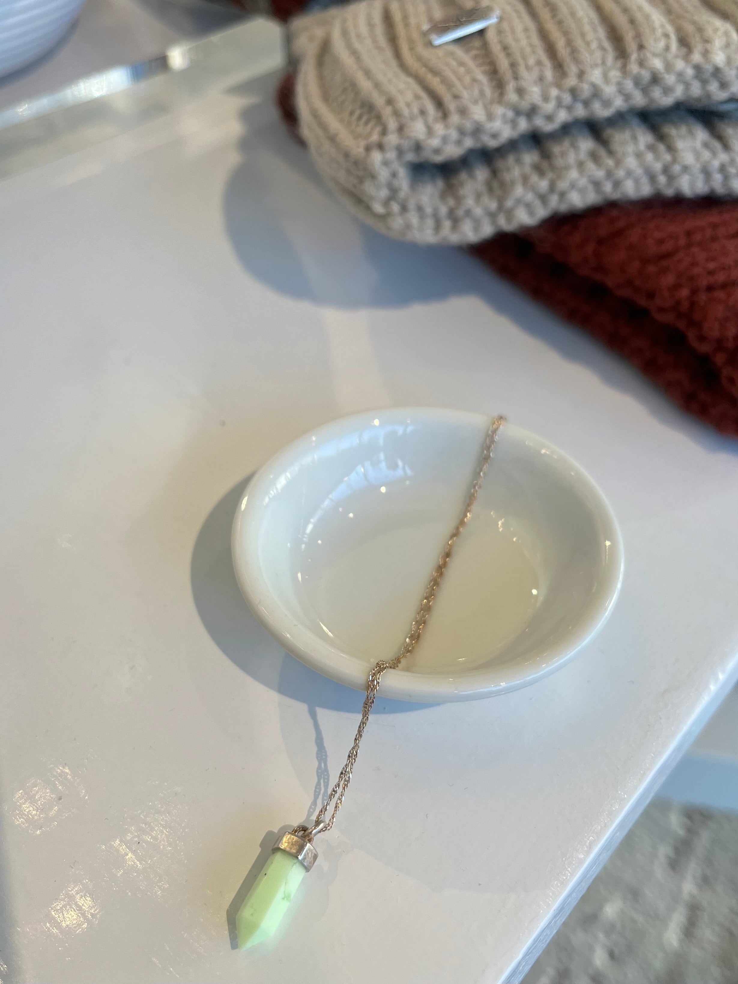 Mint Chrysoprase Point Necklace {Silver}