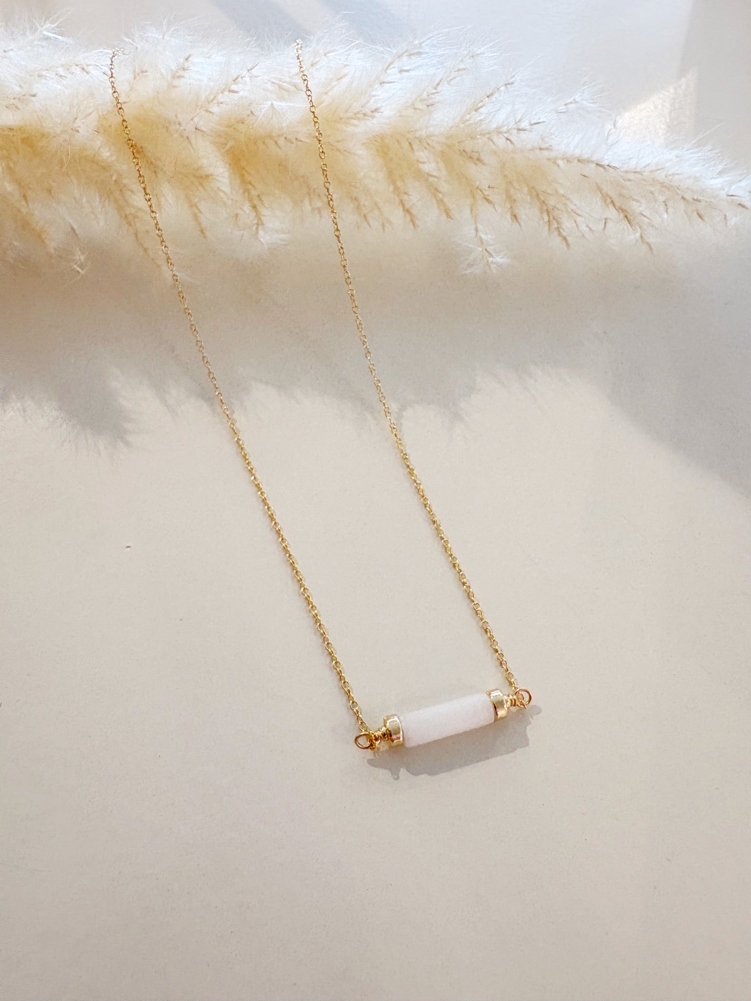 Column Necklace {Gold/White Jade}