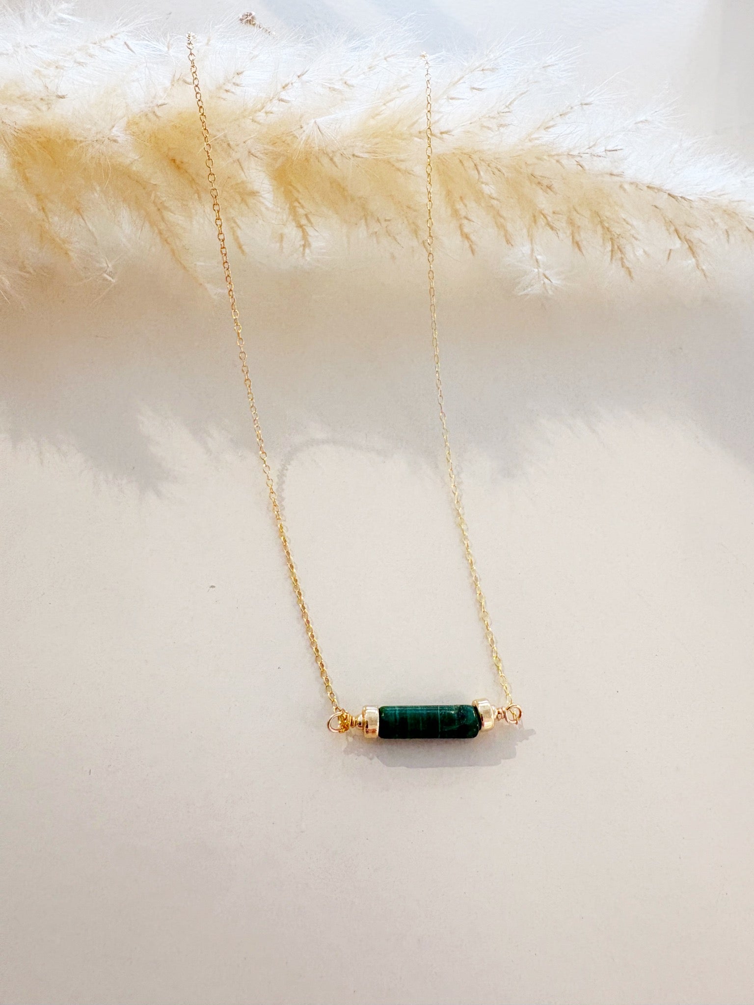 Column Necklace {Gold/Malachite}
