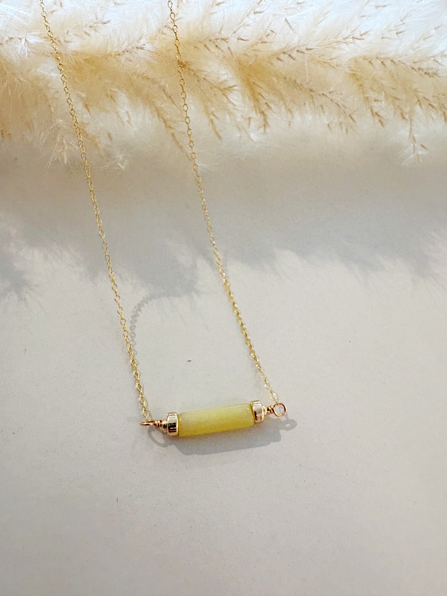 Column Necklace {Gold/Lemon Jade}