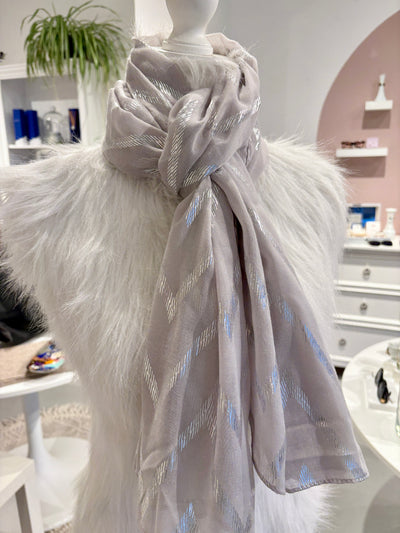 Metallic Chevron Scarf {Grey}