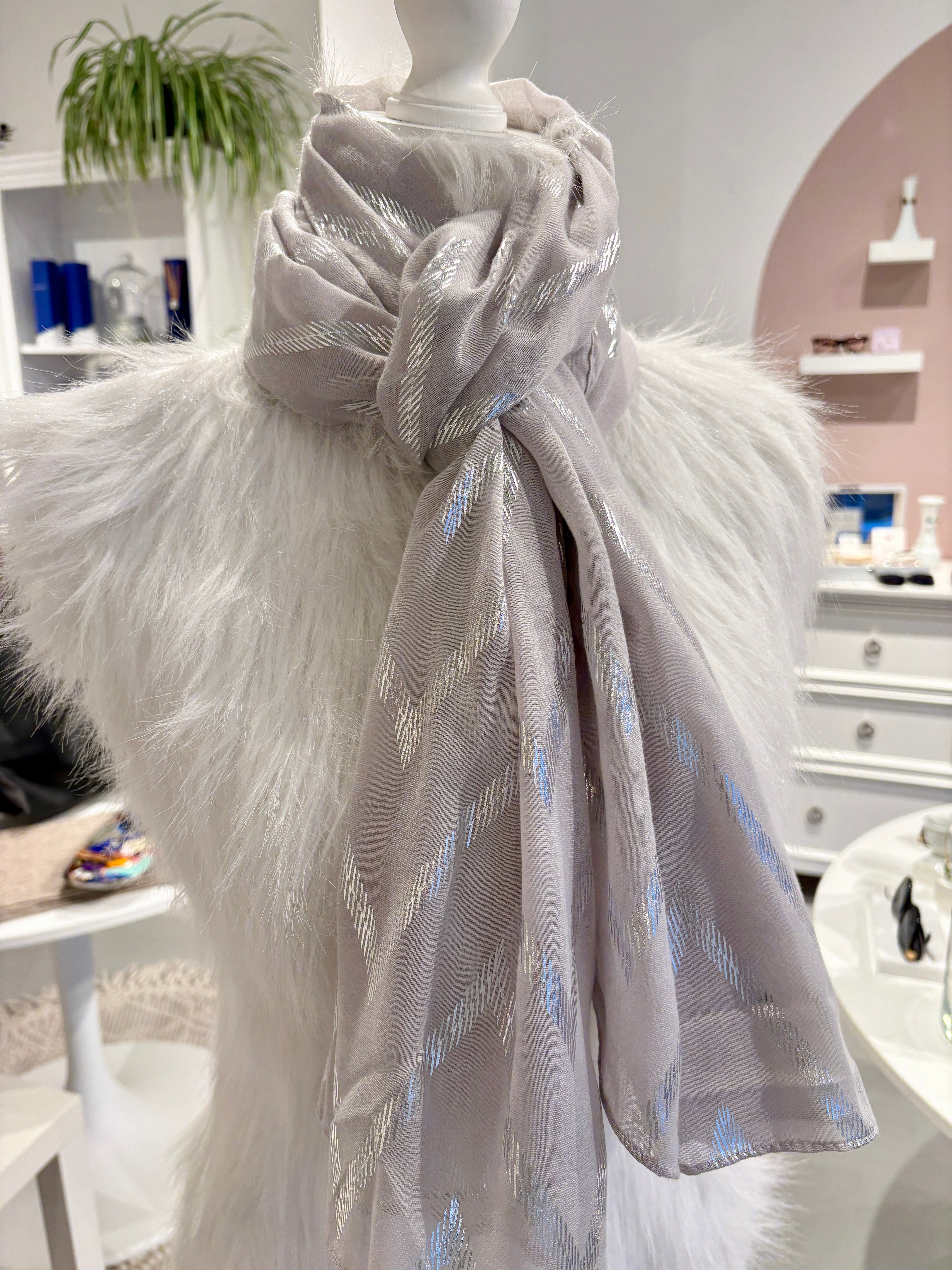 Metallic Chevron Scarf {Grey}