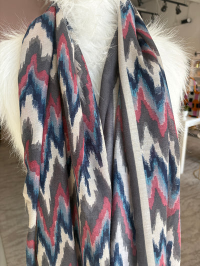 Ikat Scarf {Grey/Blue/Berry}