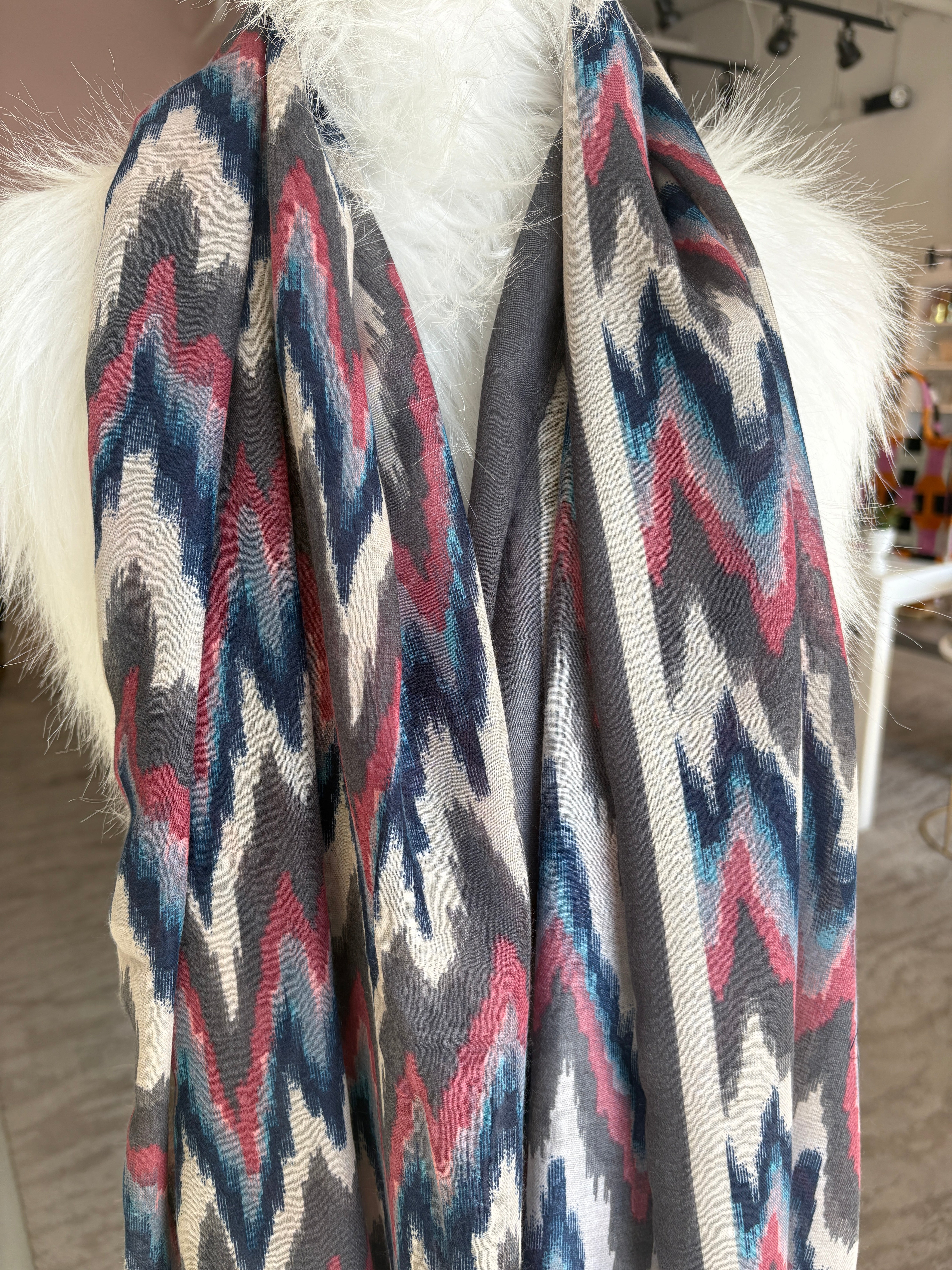 Ikat Scarf {Grey/Blue/Berry}