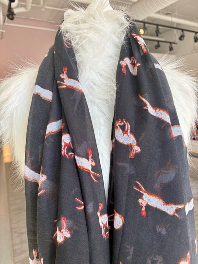 Leaping Hare Scarf {Black}