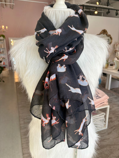 Leaping Hare Scarf {Black}