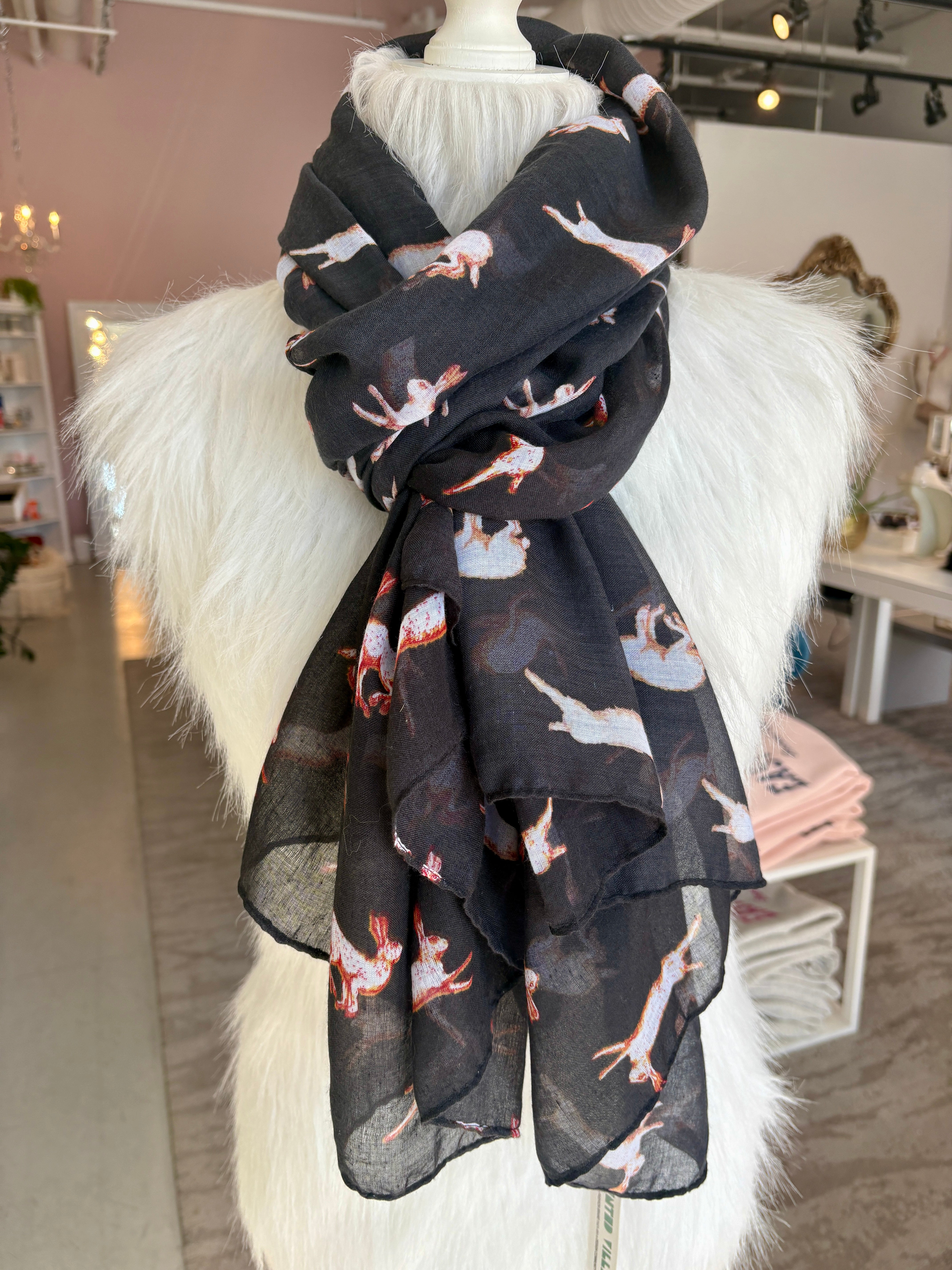 Leaping Hare Scarf {Black}