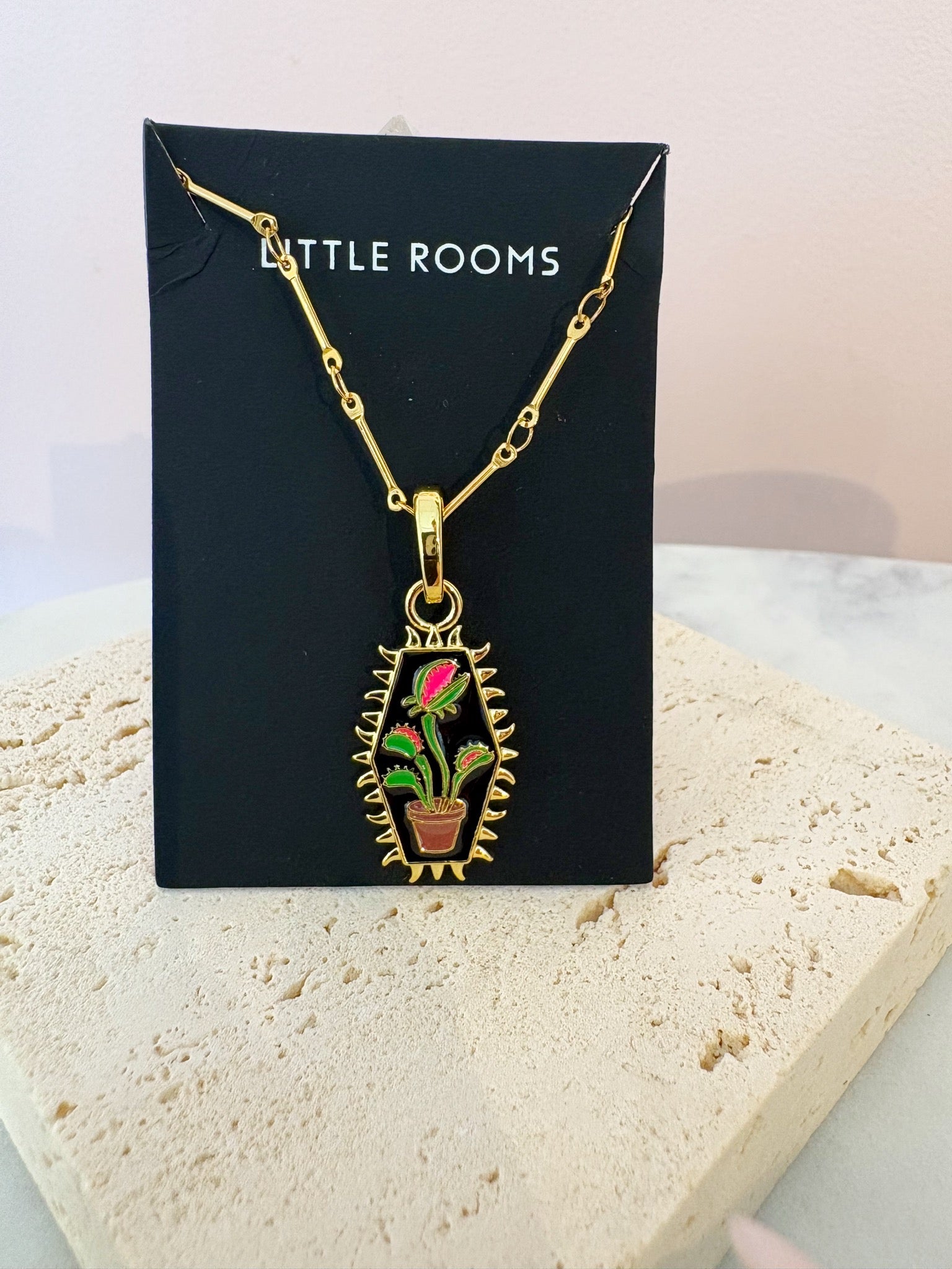 Venus Fly Trap Charm Necklace {Gold}