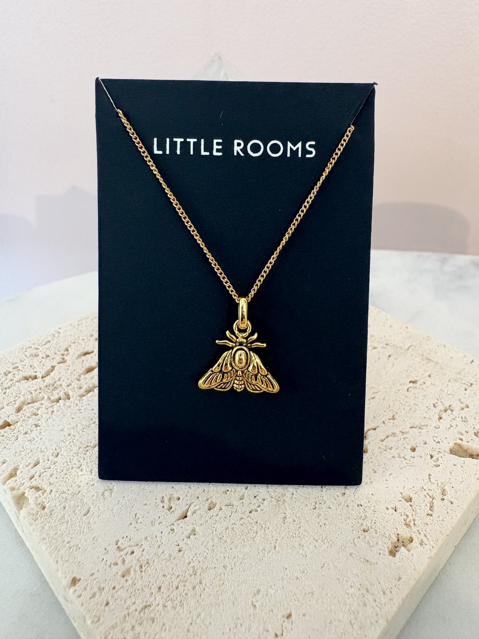 Moth Charm Necklace {Gold}
