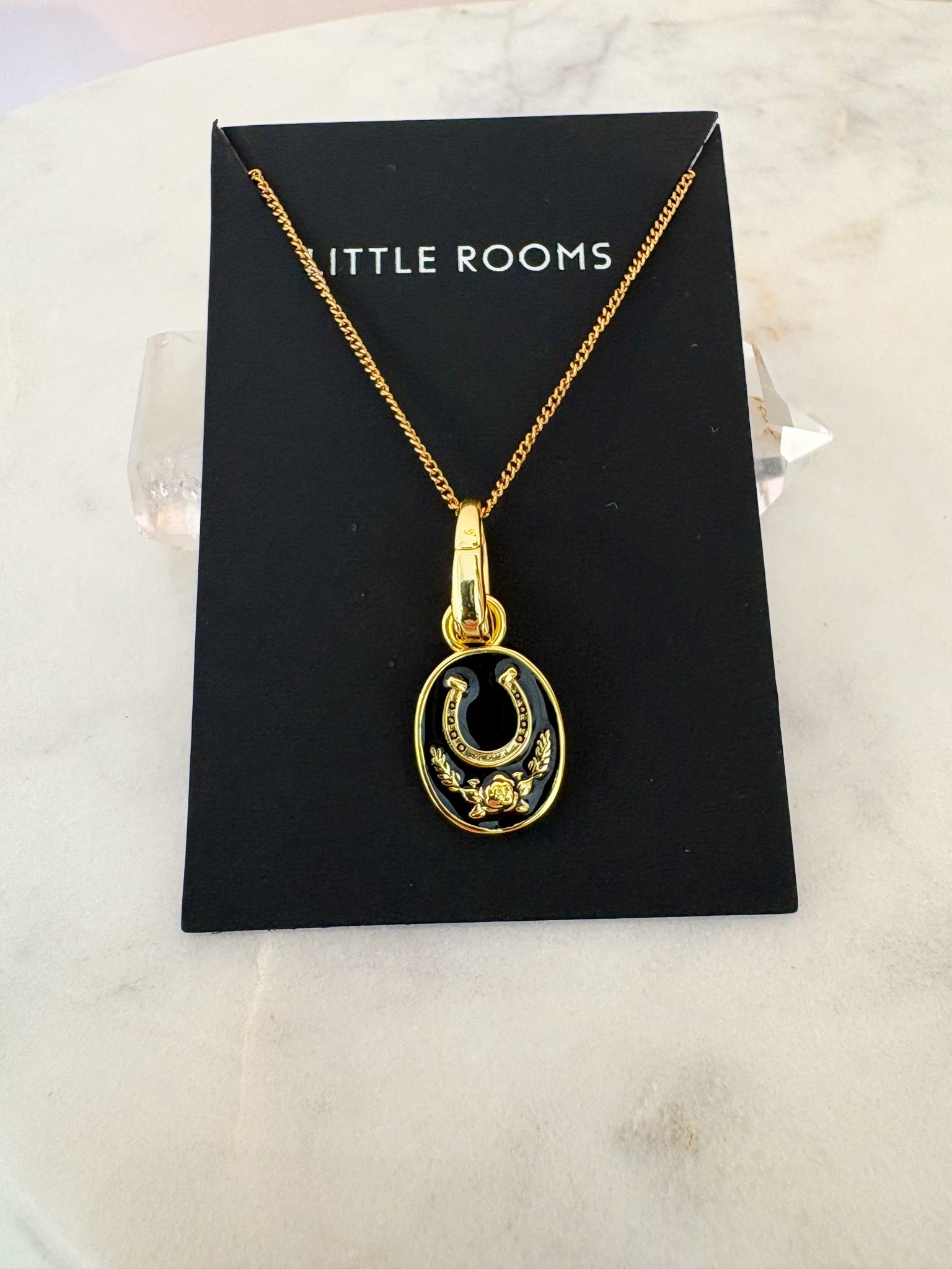Lucky Horseshoe Charm Necklace {Gold}