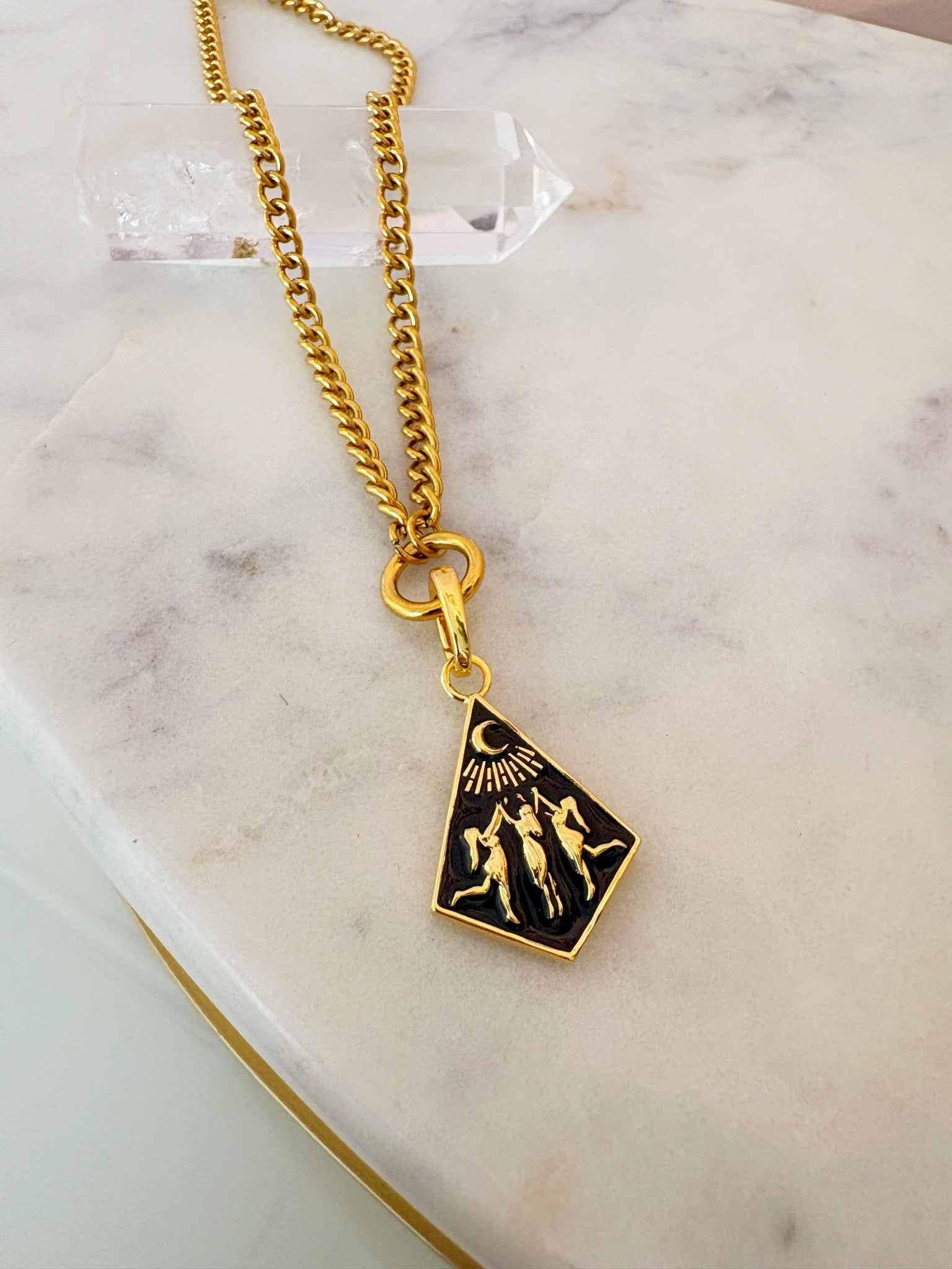 Coven Charm on Horizon Chain Necklace {Gold}