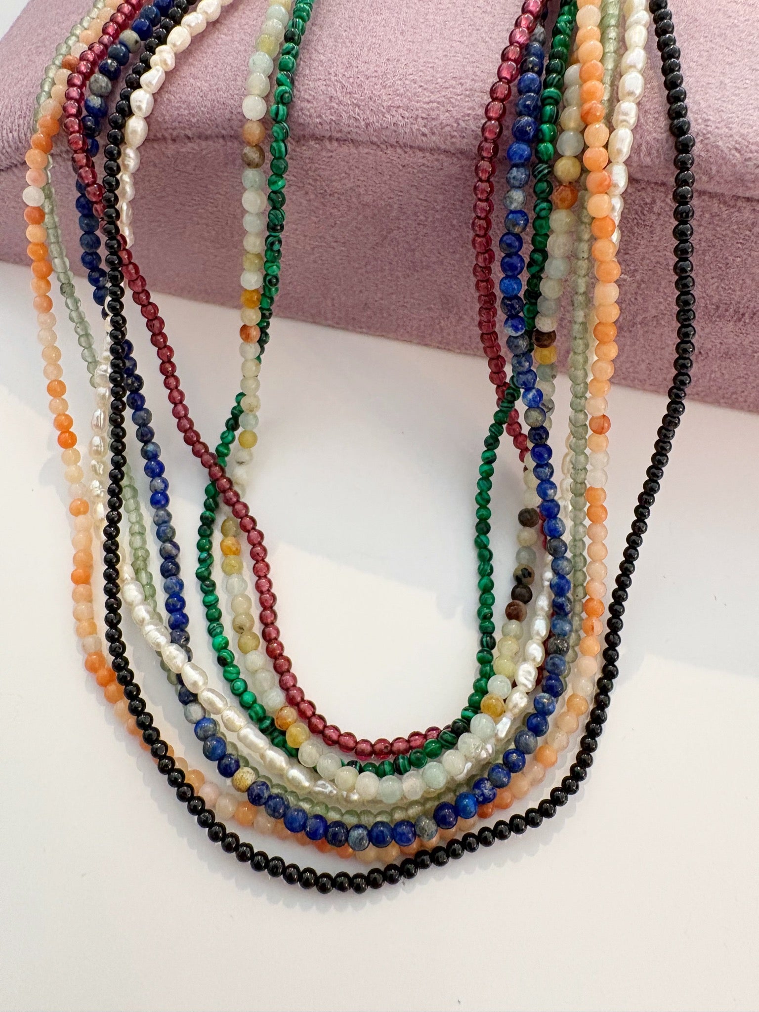 Micro Gem Chain Necklaces {Gold}