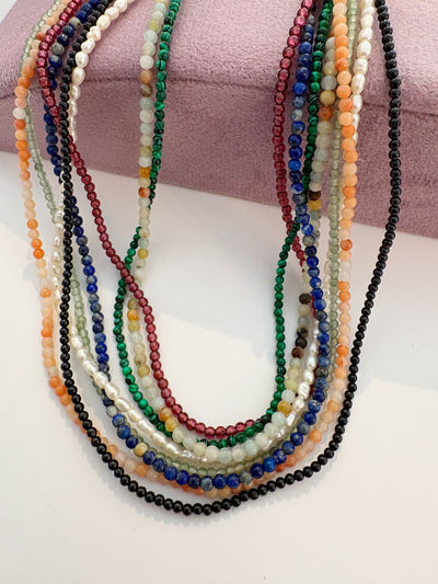 Micro Gem Chain Necklaces {Gold}