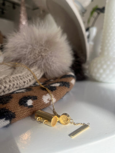 Capsule + Wand Locket Necklace {Gold}