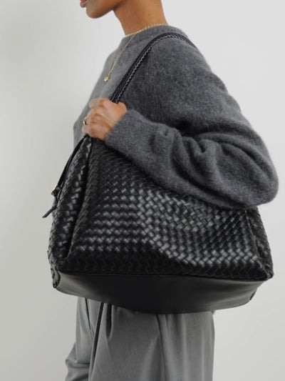 Nova Hand Woven Shoulder Bag {Black/Large}