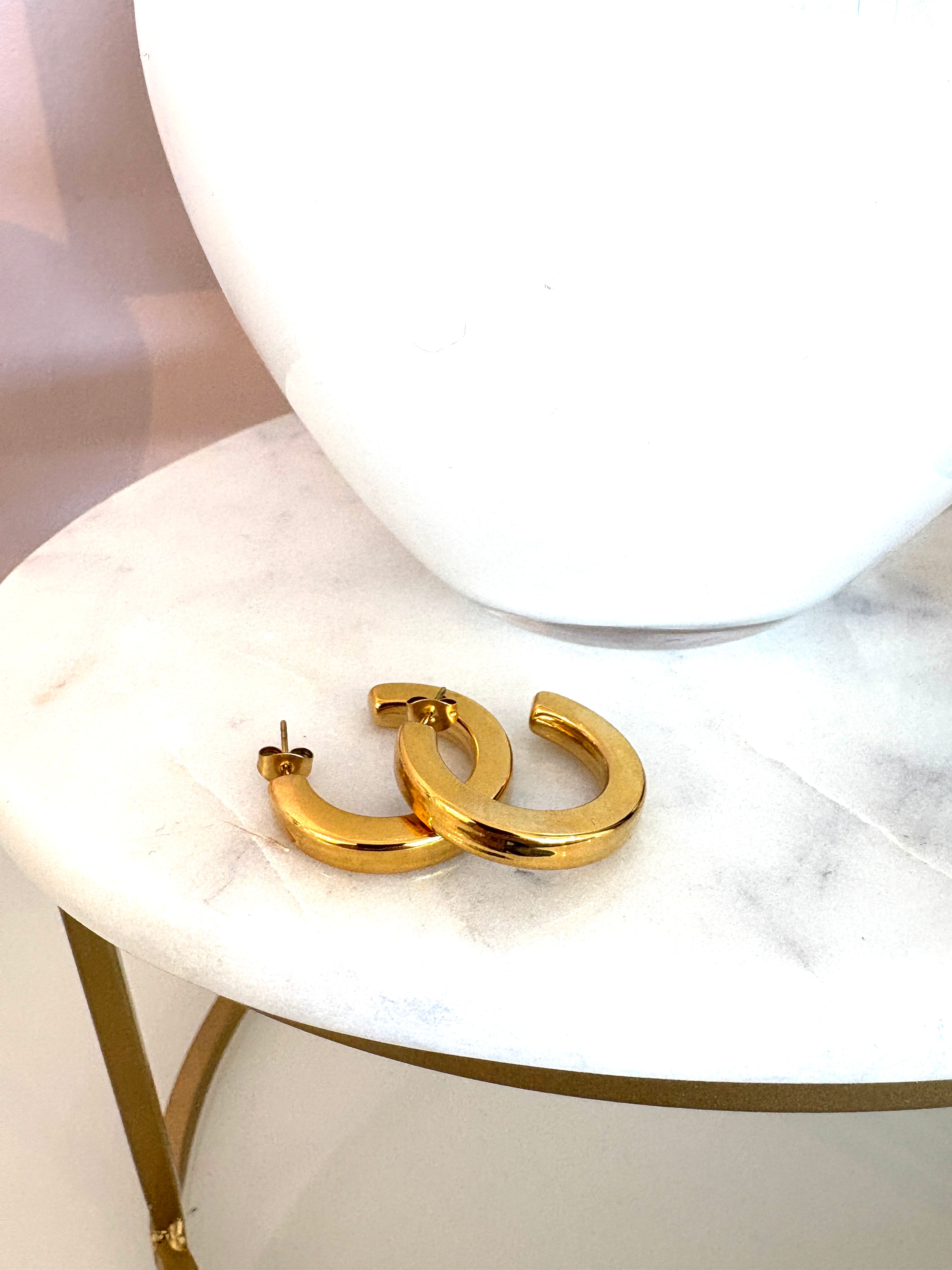 30mm Jane Hoop Earrings {Gold}