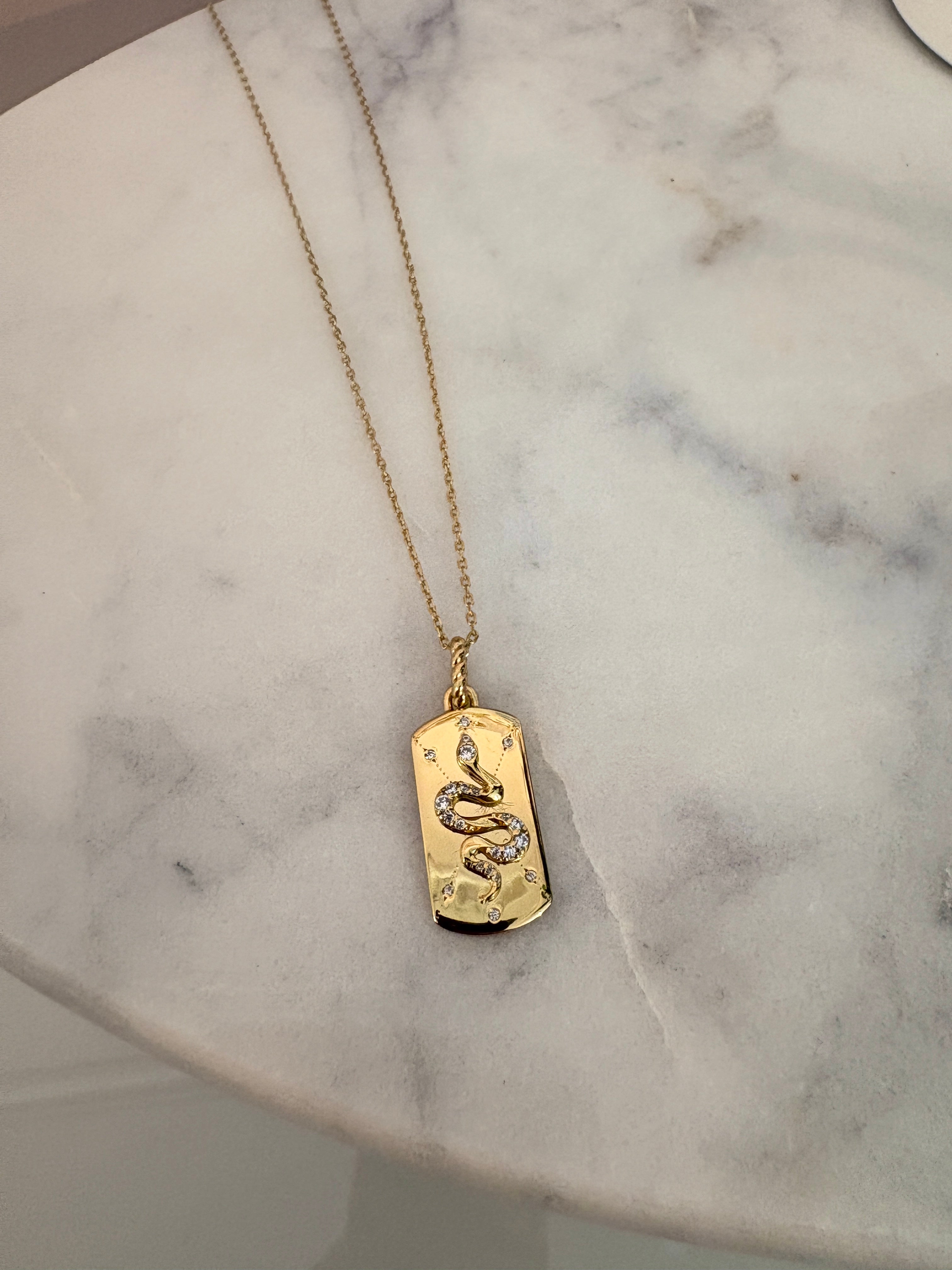 Serpent Tag Necklace {Gold}