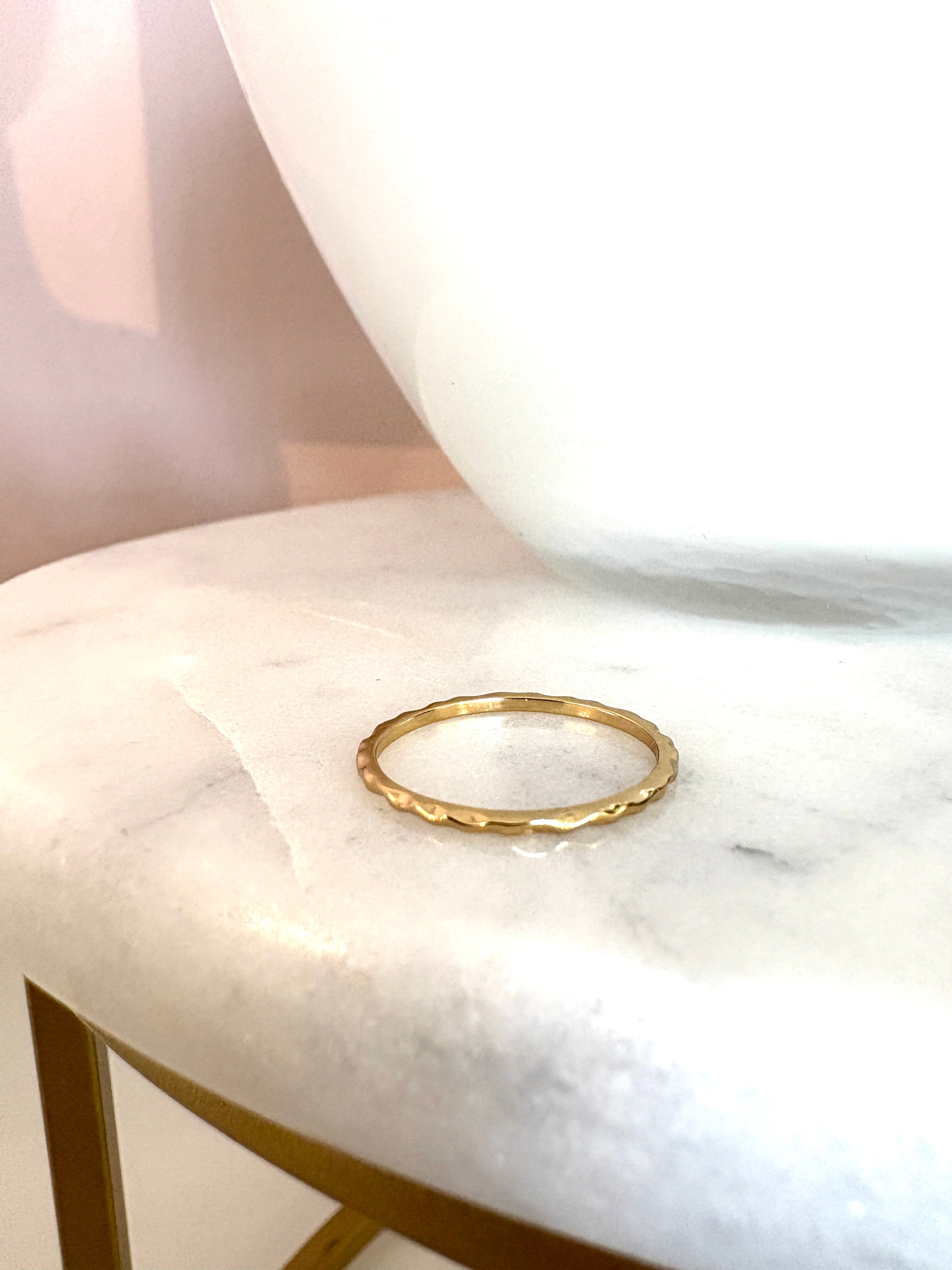 Hammered Stacking Ring {Gold}