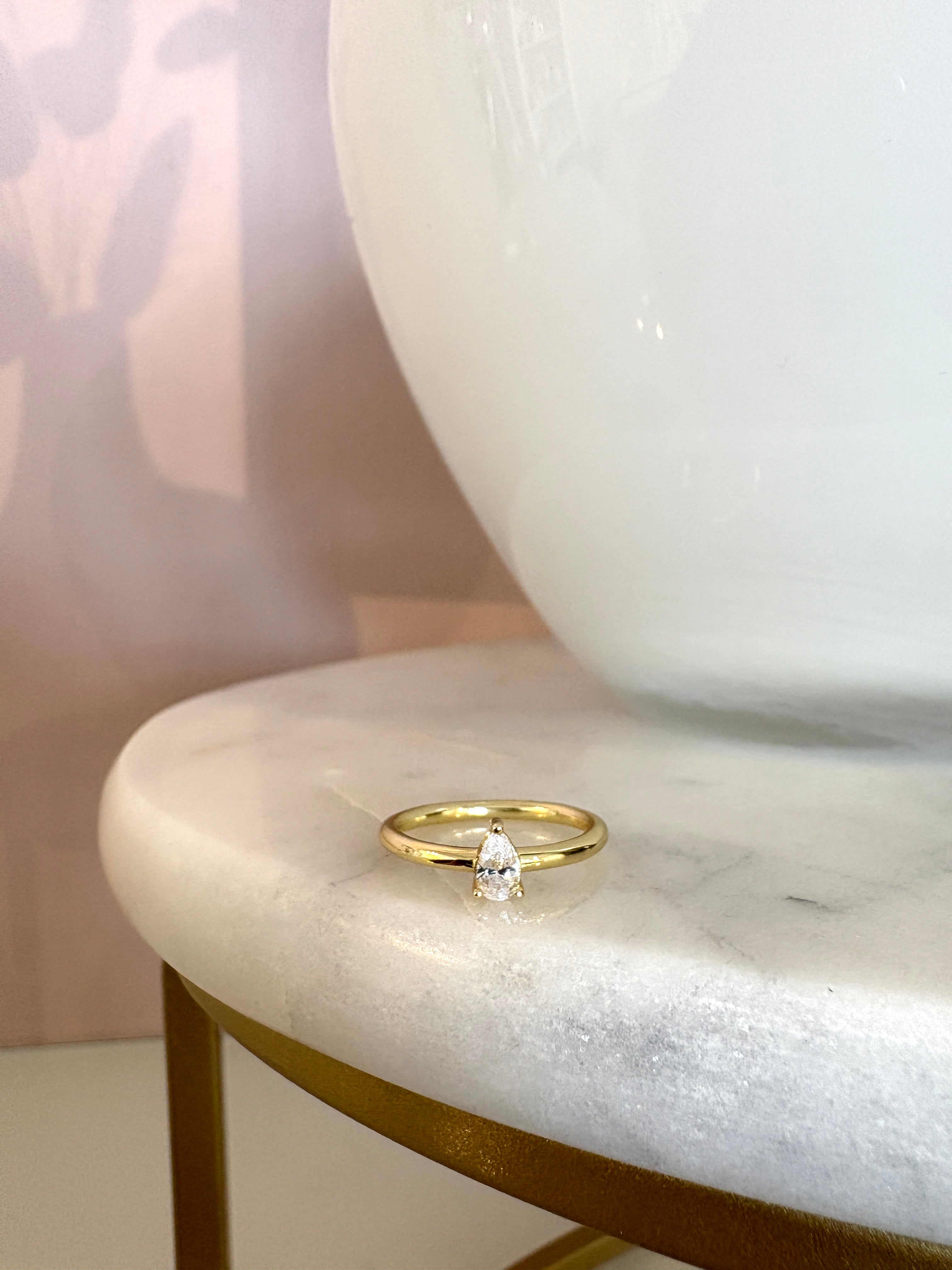 Pear Prong-Set Ring {Gold}