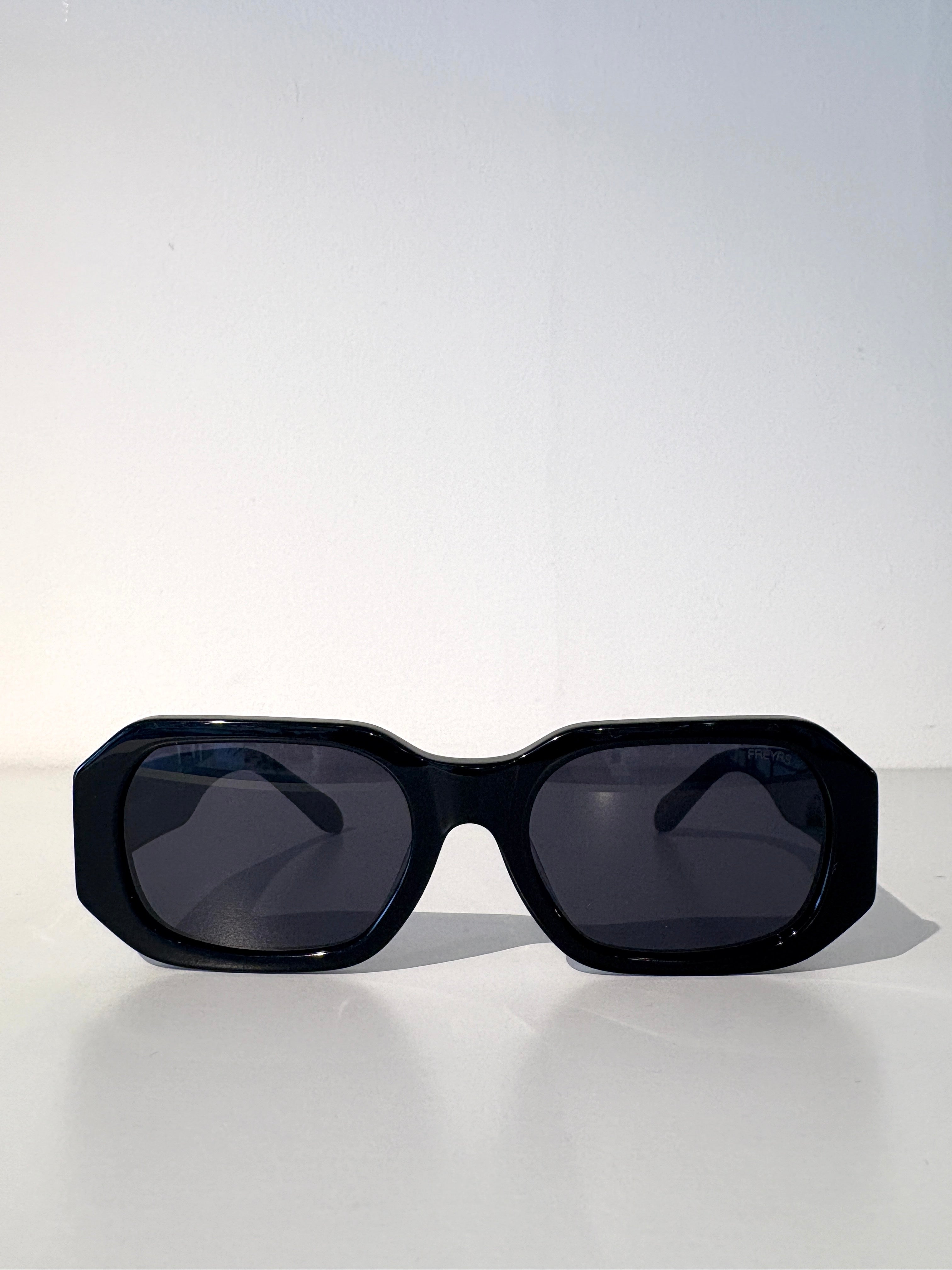 Onyx Acetate Rectangular Sunglasses {Black}
