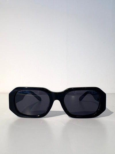 Onyx Acetate Rectangular Sunglasses {Black}