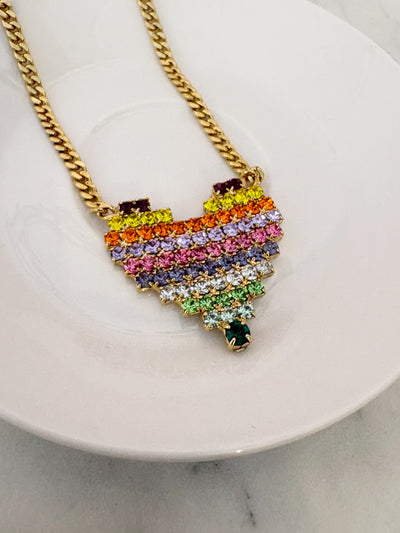 Candy Heart Necklace {Gold/Multi}