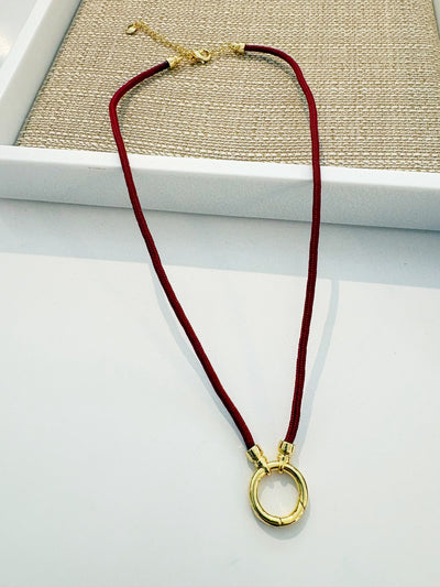 Kai Corded Charm Connector Necklace {Gold/Burgundy}