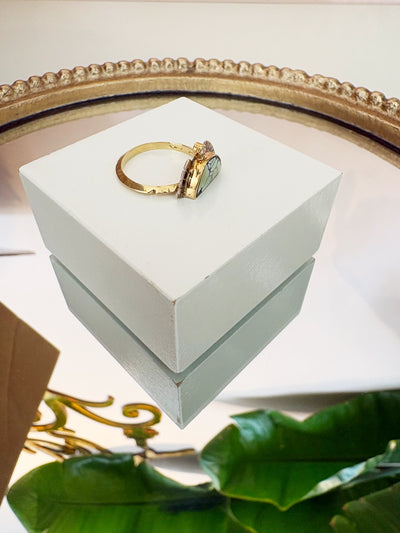 Two-Tone Turquoise Ring {14kt/Estate}