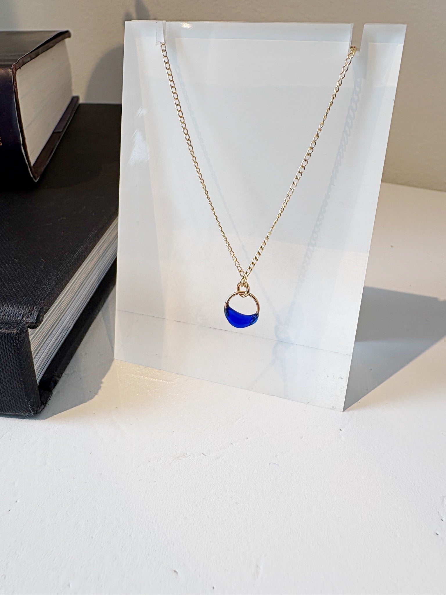 Crescent Small Necklace {Gold/Cobalt}