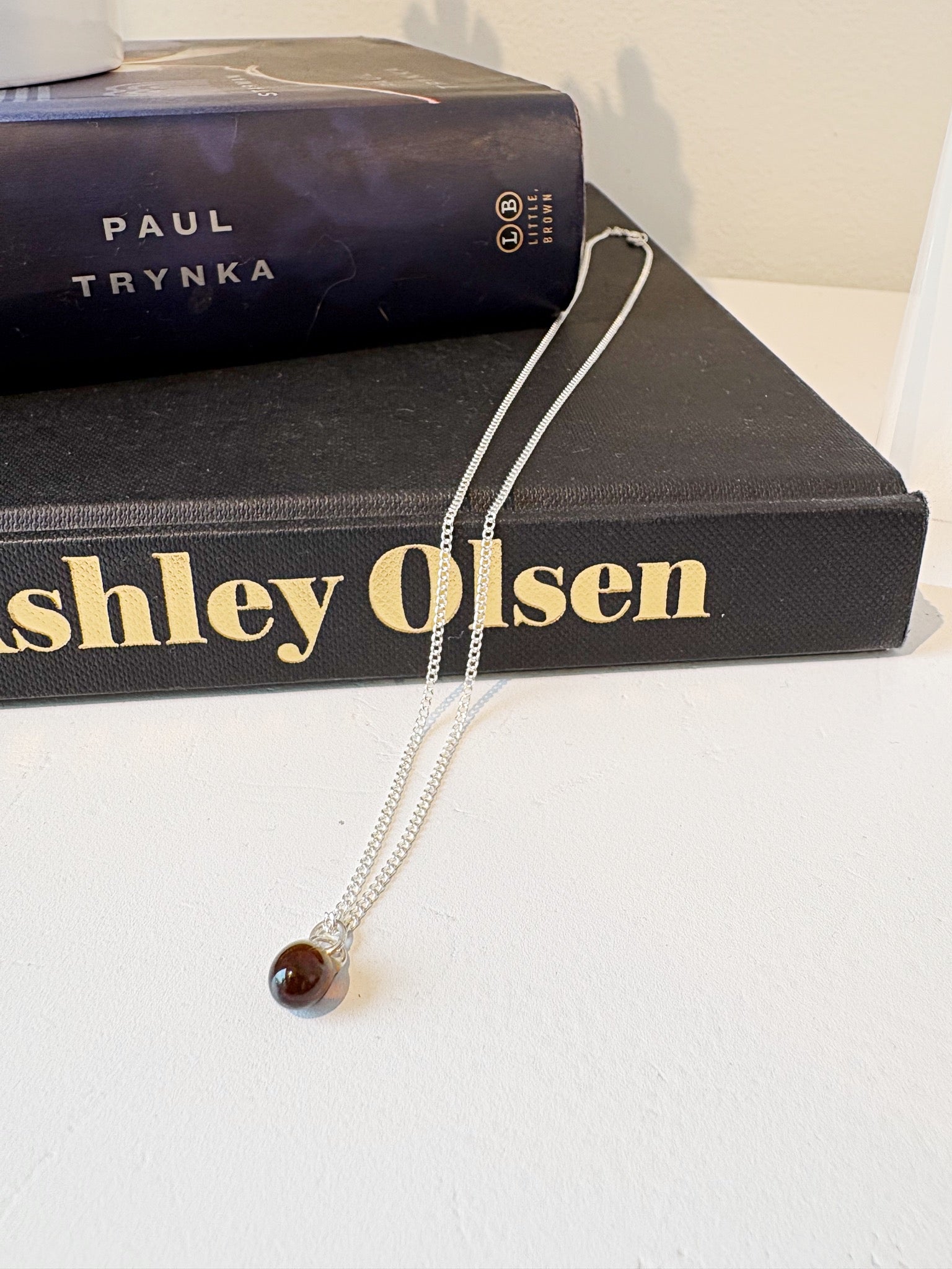 Droplet Small Necklace {Silver/Coffee}