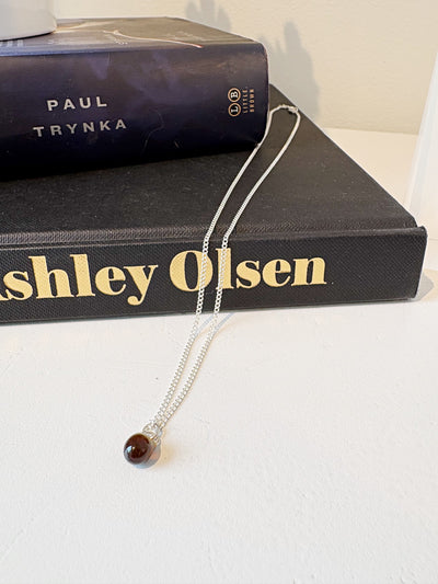 Droplet Small Necklace {Silver/Coffee}