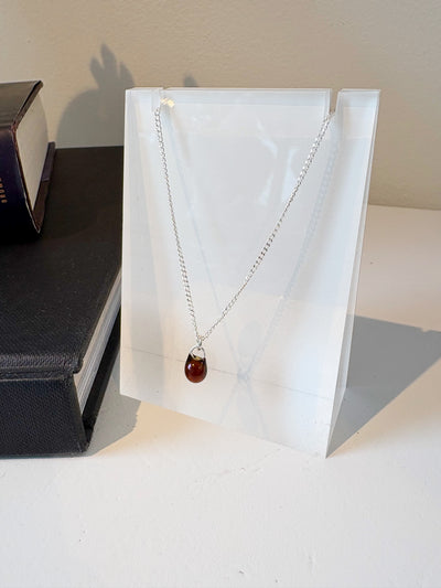 Droplet Small Necklace {Silver/Coffee}