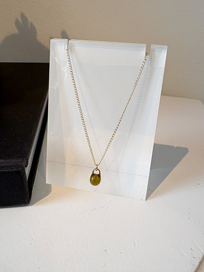 Droplet Small Necklace {Gold/Olive}