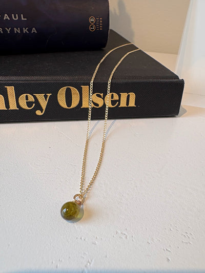 Droplet Small Necklace {Gold/Olive}