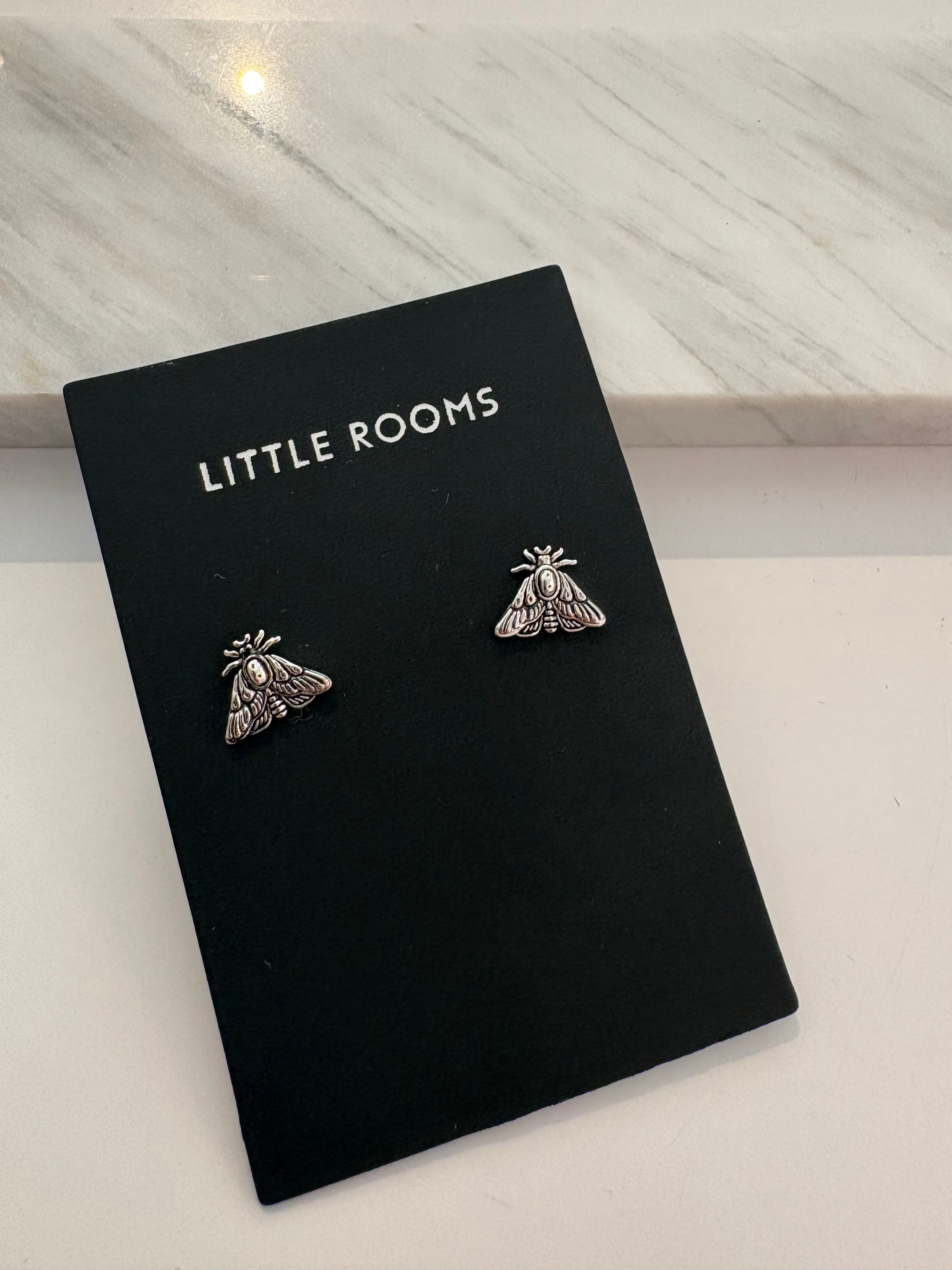 Moth Stud Earrings {Silver}