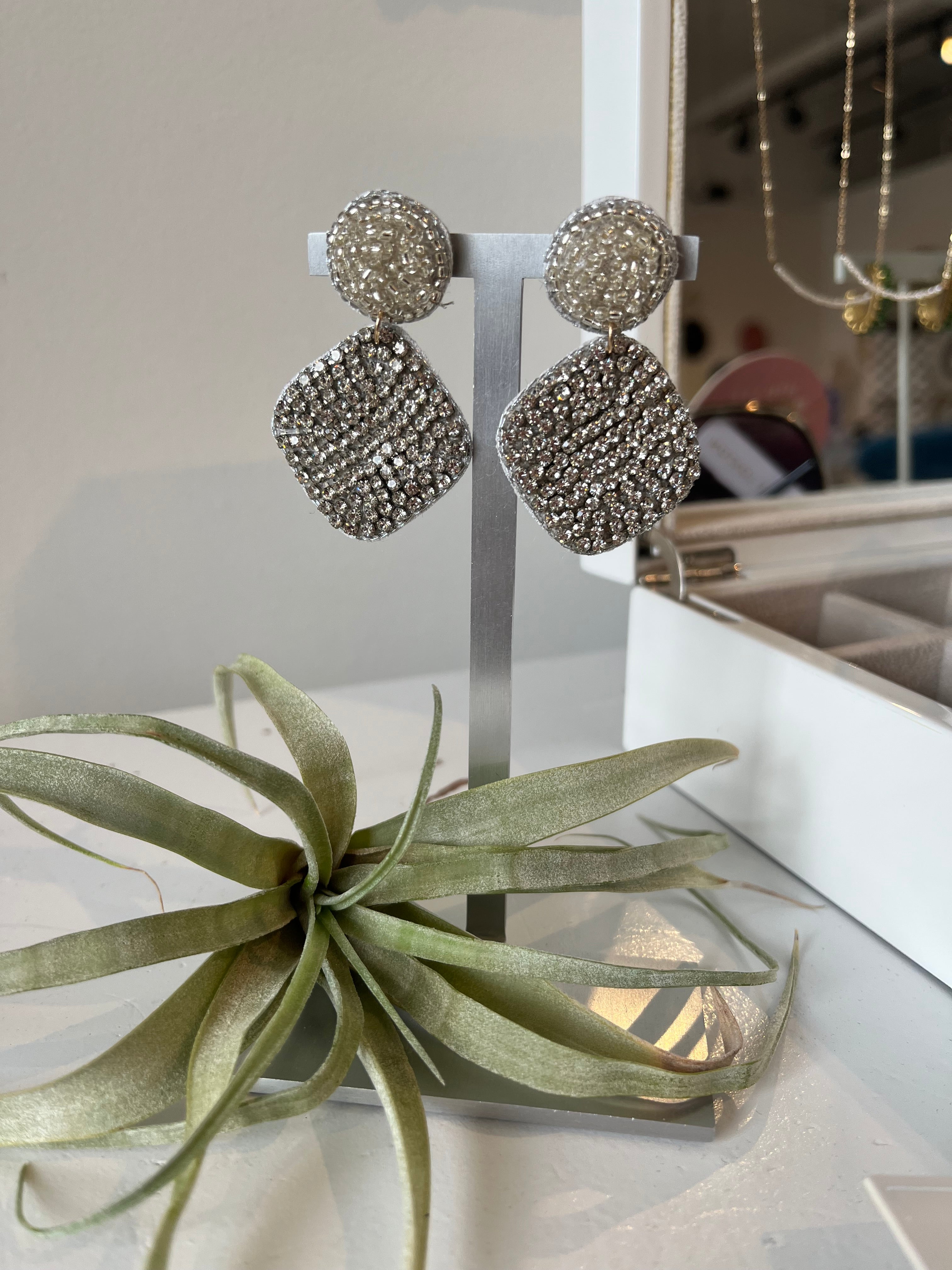 Crystal Party Earrings {Silver}