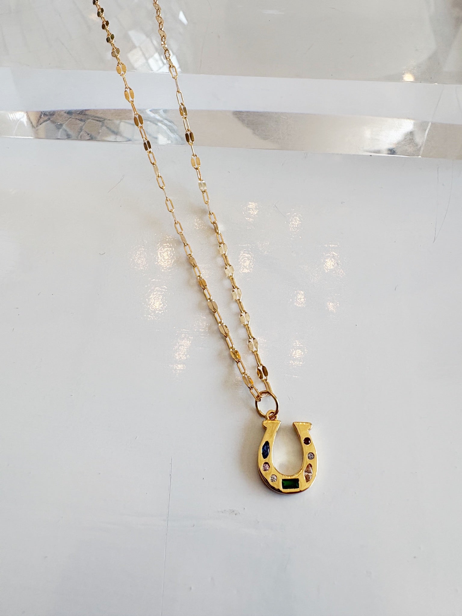 Chantal Horseshoe Winnie Sparkle Chain Necklace {Gold}