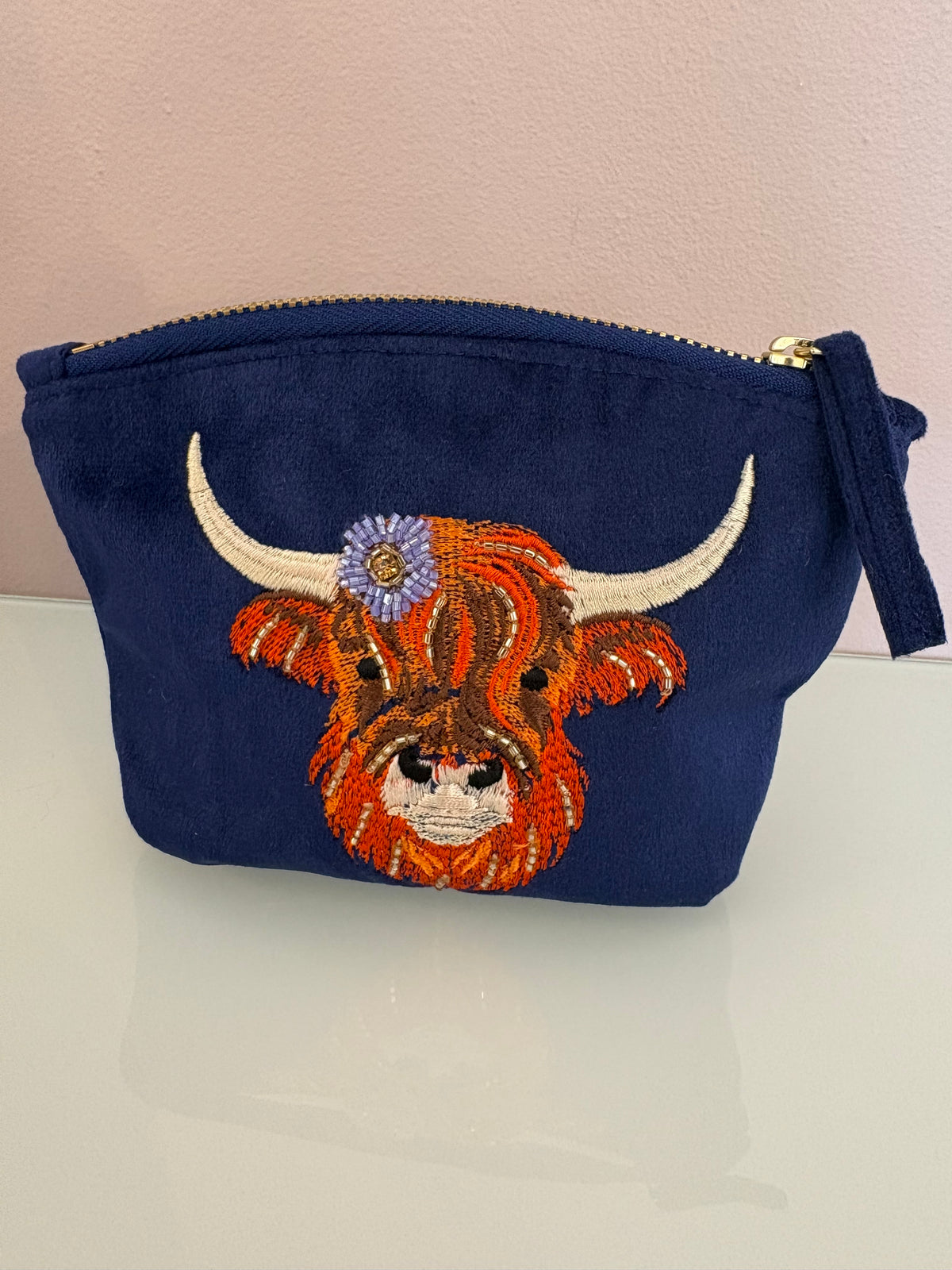 Velvet Mini Pouch {Highland Cow}